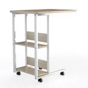 Modern Minimalist Solid Wood Metal Mobile C Shaped Side Table 3D Model Right 45 Degree View