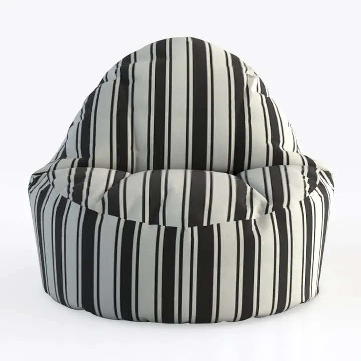 Striped Fabric Bean Bag Chair Casual Comfort 3D Model