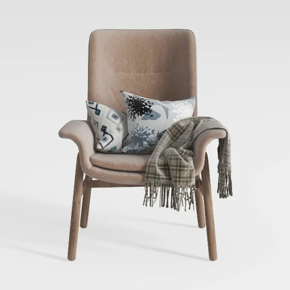 Clihome Mid-Century Modern Accent Chair with Wood 