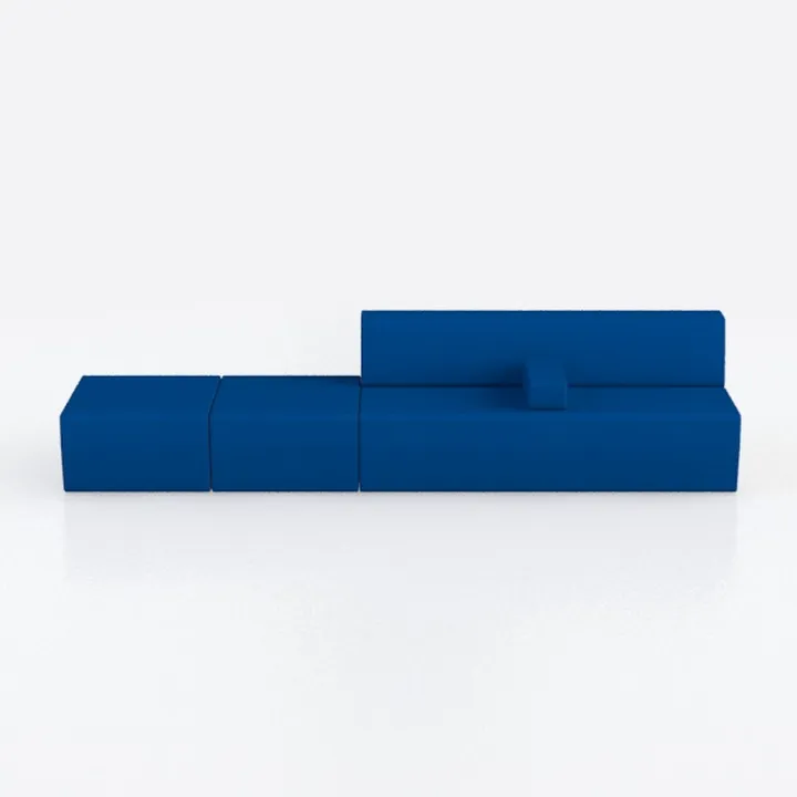 Minimalist Blue Fabric Modular Sofa 3D Model