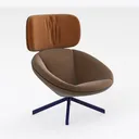 Modern Fabric Upholstered Swivel Armchair 3D Model Right 45 Degree View