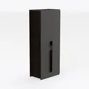 Minimalist Dark Solid Wood Tall Cabinet With Black Long Handles 3D Model Right 45 Degree View
