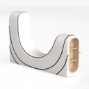 Minimalist Modern White U Shaped Decorative Sculpture 3D Model Left 45 Degree View