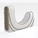 Minimalist Modern White U Shaped Decorative Sculpture 3D Model Right 45 Degree View