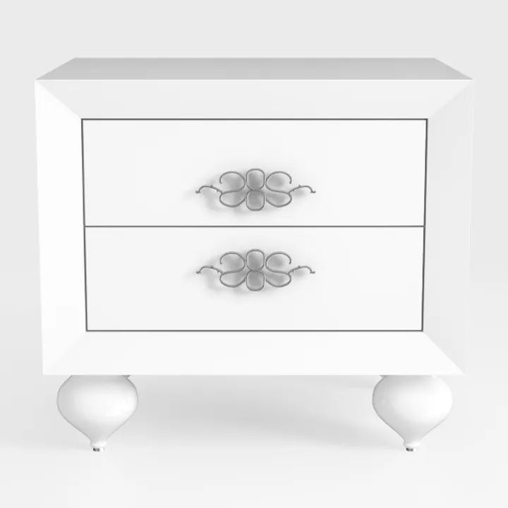 vidaXL Modern White Bedside Cabinet Set of 2 Two