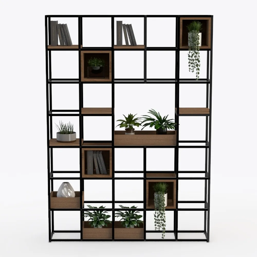 Triple 5 Tier Bookshelf, Industrial Large Bookcase