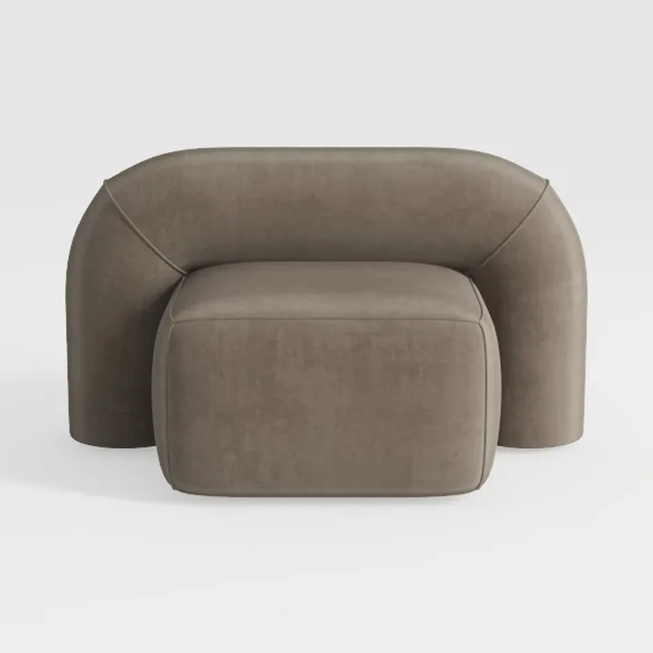 Minimalist Taupe Velvet Accent Chair 3D Model