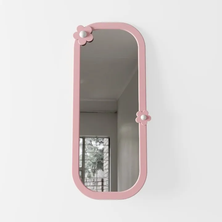 Cute Pink Floral Accent Wall Mirror 3D Model