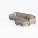 Minimalist Fabric L Shaped Sectional Sofa with Throw Pillows 3D Model Left 45 Degree View