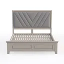 Modern Grey Velvet Upholstered Solid Wood Storage Bed 3D Model Front View