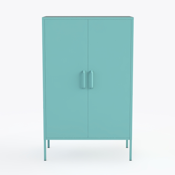 Blue Metal Storage Cabinet with 2 Doors - (47H)