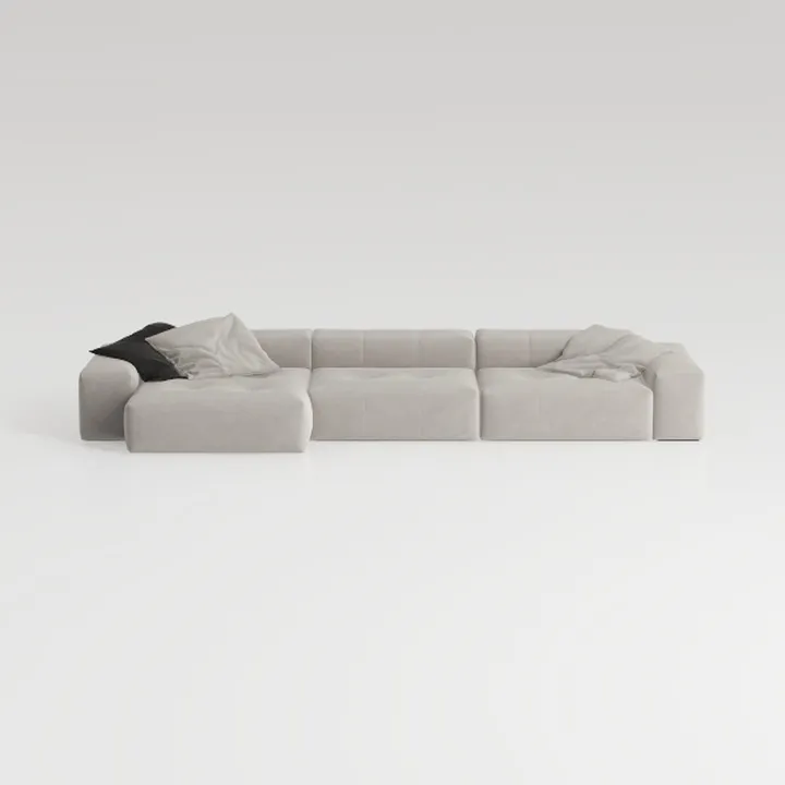 Minimalist Fabric L Shaped Sectional Sofa 3D Model