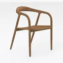 Minimalist Solid Oak Wood Armchair 3D Model Right 45 Degree View