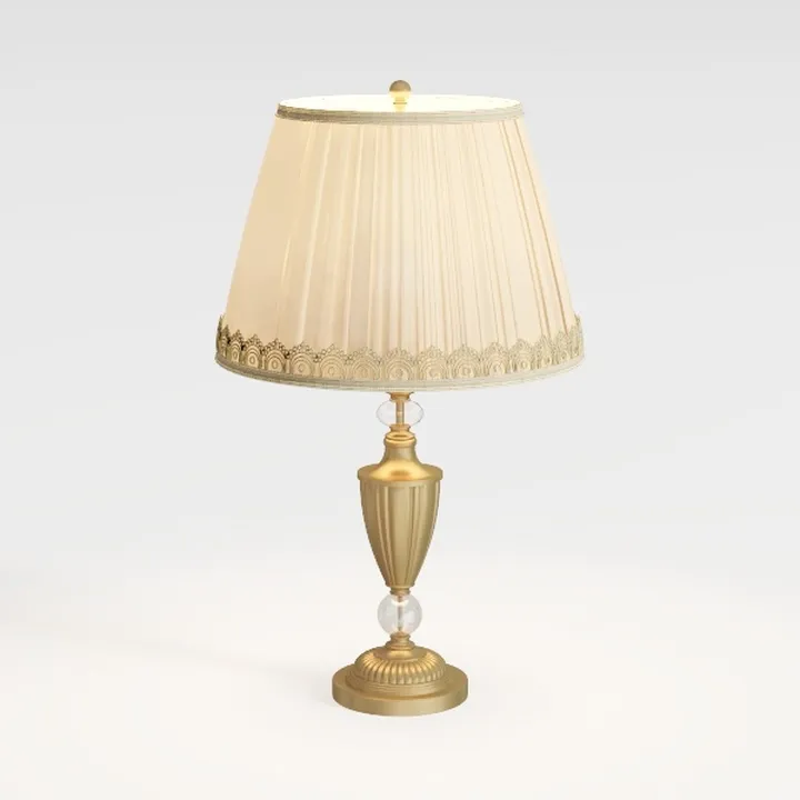 Classic Vintage Brass Fabric Table Lamp 3D Model