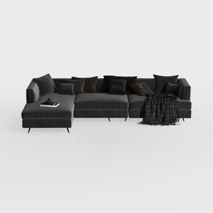 MAKLAINE Modern/Contemporary Black Velvet Modular