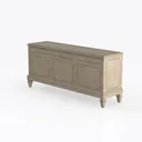 Minimalist Solid Wood Sideboard with Storage Drawers and Cabinets 3D Model Left 45 Degree View