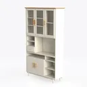 Minimalist Solid Wood White Glass Display Cabinet 3D Model Left 45 Degree View