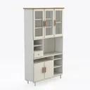 Minimalist Solid Wood White Glass Display Cabinet 3D Model Right 45 Degree View