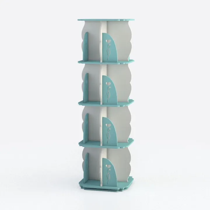 Luminous 4-Tier Revolving Bookshelf with LED Light