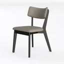 Modern Minimalist Dark Wood Fabric Dining Chair 3D Model Left 45 Degree View