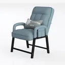 Modern Minimalist Fabric Upholstered Accent Chair 3D Model Left 45 Degree View