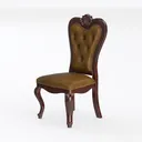 Vintage Solid Wood Leather Tufted Dining Chair 3D Model Left 45 Degree View