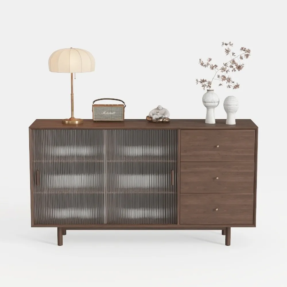 OKD Fluted Wine Bar Cabinet for Liquor, 60" Modern