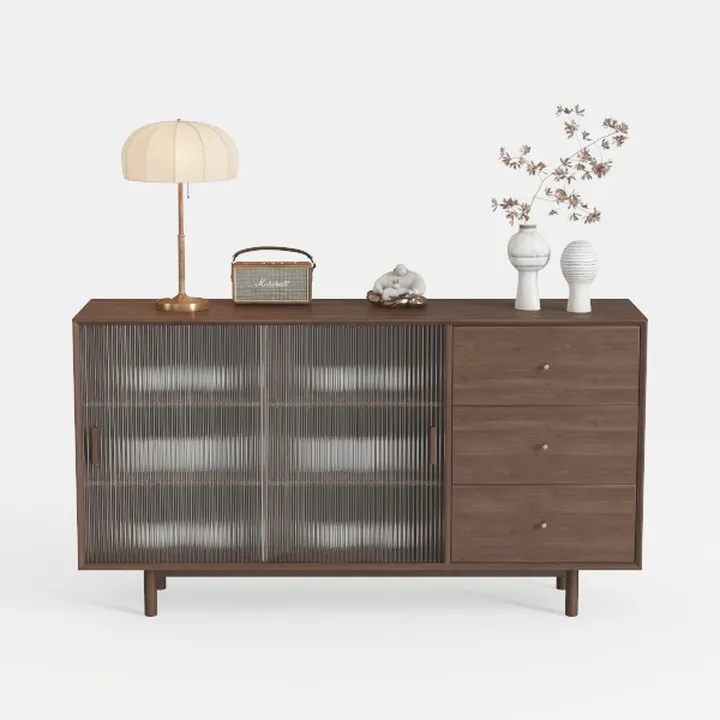 OKD Fluted Wine Bar Cabinet for Liquor, 60" Modern