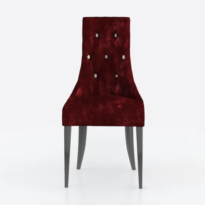 Burgundy Velvet Tufted Dining Chair Modern 3D Model