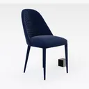 Modern Navy Blue Velvet Upholstered Wave Stitching Dining Chair 3D Model Right 45 Degree View