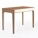 Minimalist Solid Oak Wood 2 Drawer Writing Desk 3D Model Right 45 Degree View
