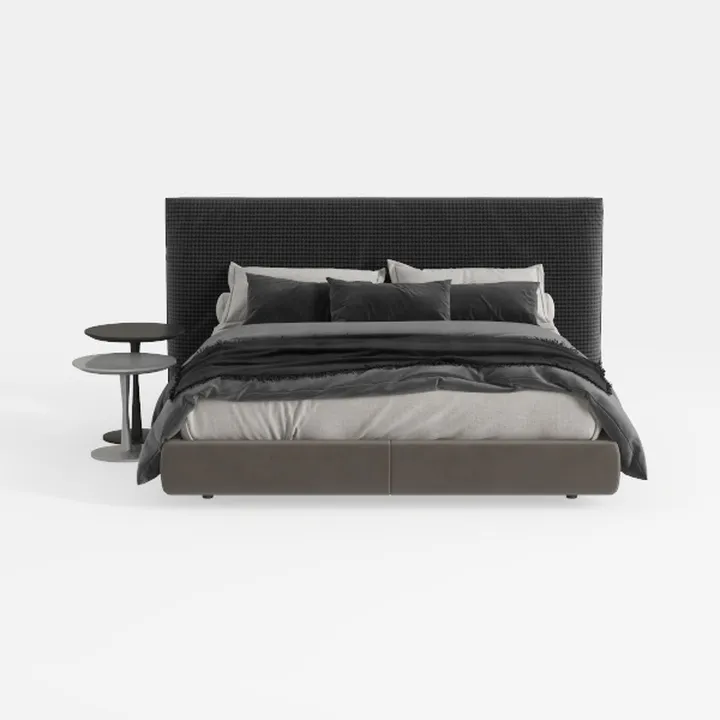 Modern Minimalist Fabric Upholstered King Size Bed 3D Model