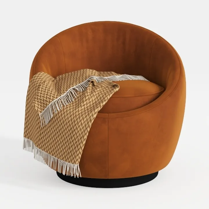 Swivel Boucle Chair, Modern Round 360° Swivel