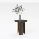 Modern Marble Top Metal Base Round Side Table 3D Model Right 45 Degree View