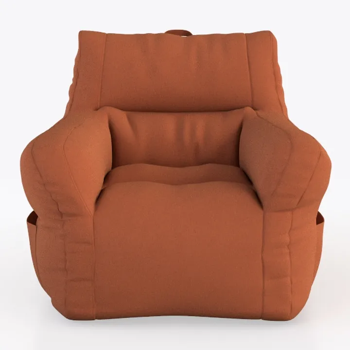 Minimalist Burnt Orange Fabric Armchair 3D Model
