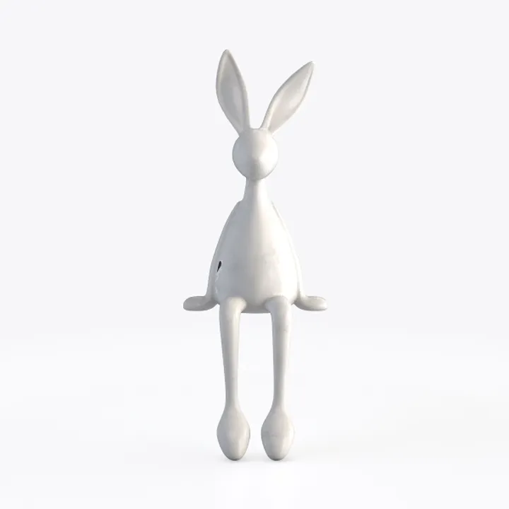 Minimalist White Rabbit Sculpture Decorative Ornament 3D Model