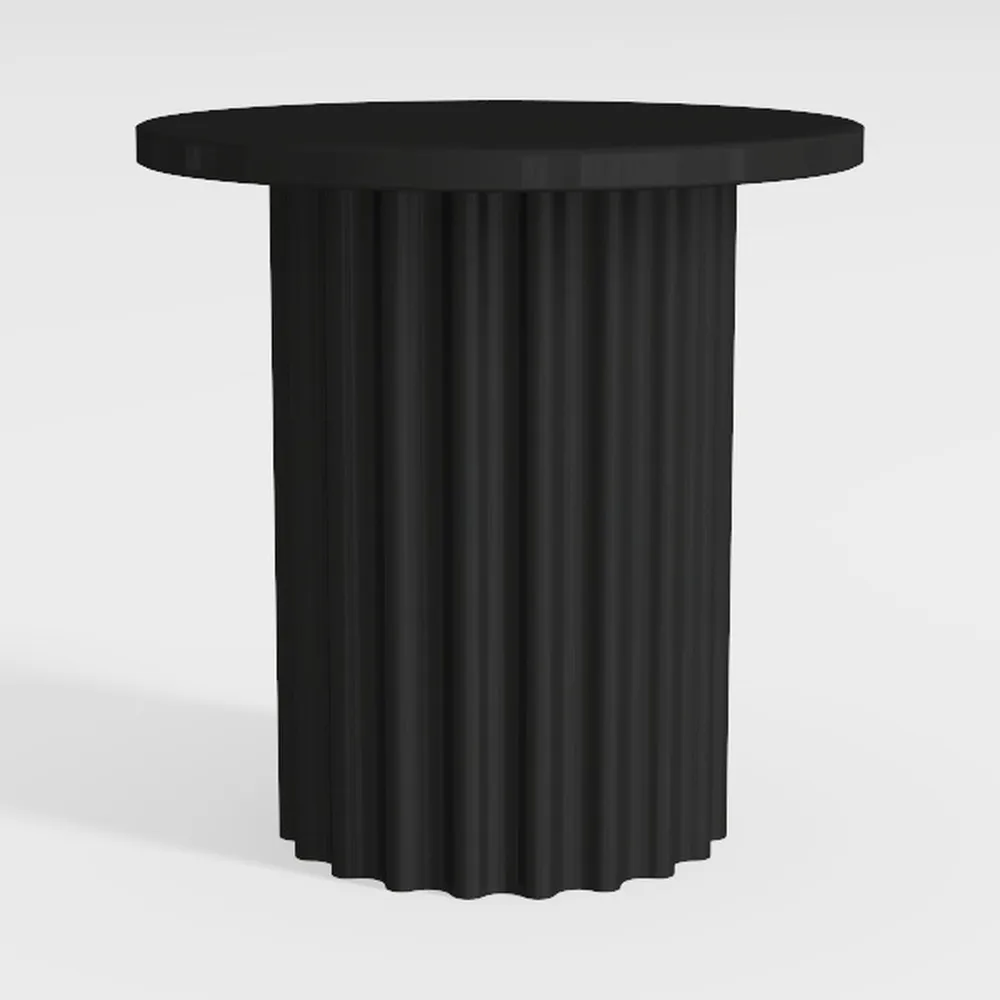 HomePop Black Mango Wood End/Side Round Table