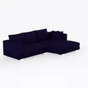 107" Boneless Couch with Deep Seat, Modular Right 45 Degree View