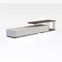 Modern Two Tone Solid Wood Metal TV Stand Cabinet 3D Model Right 45 Degree View
