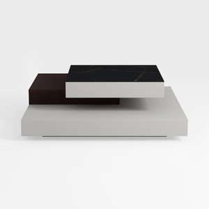 Modern Mixed Material Two Tiered Marble Top Coffee Table 3D Model