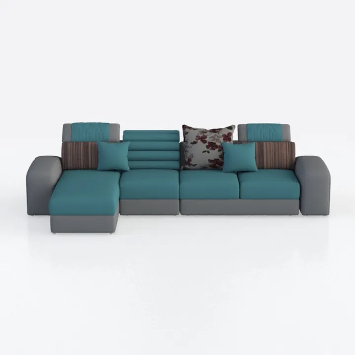Modern Two Tone Fabric L Shaped Sectional Sofa 3D Model