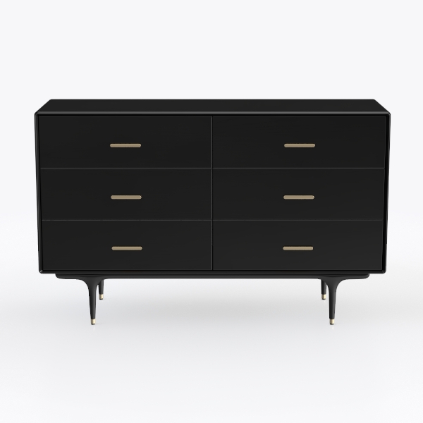 Black Dresser 6 Drawer Dresser for Bedroom, Modern