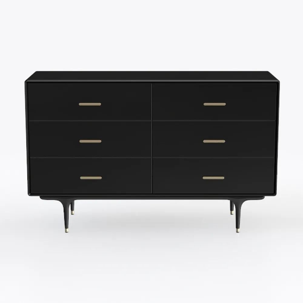Black Dresser 6 Drawer Dresser for Bedroom, Modern