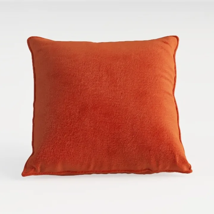 Minimalist Burnt Orange Velvet Throw Pillow 3D Model
