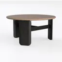 Modern Two Tone Solid Wood Round Coffee Table 3D Model Left 45 Degree View