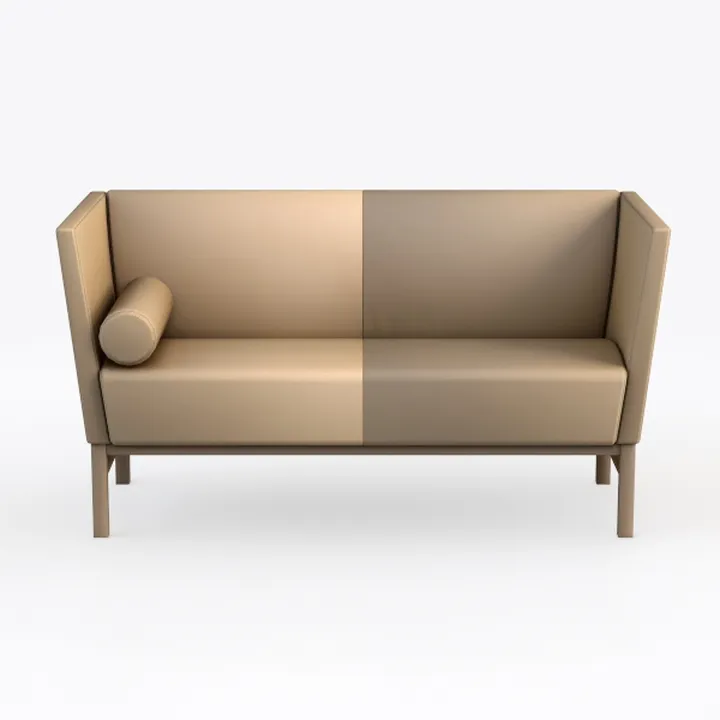 Minimalist Two Tone Leather Loveseat Sofa 3D Model