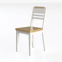 Minimalist White Oak Wooden Dining Chair 3D Model Left 45 Degree View
