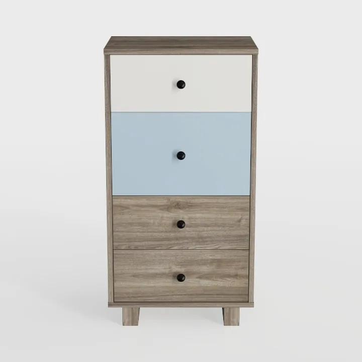 Modern Two Tone Solid Wood Tall Drawer Cabinet Storage 3D Model
