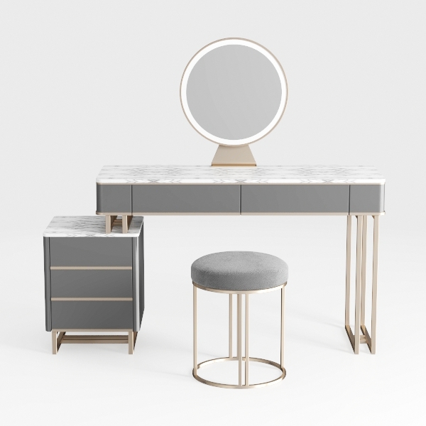 Vanity Table Stool Set Dimmer LED Mirror Large Sto