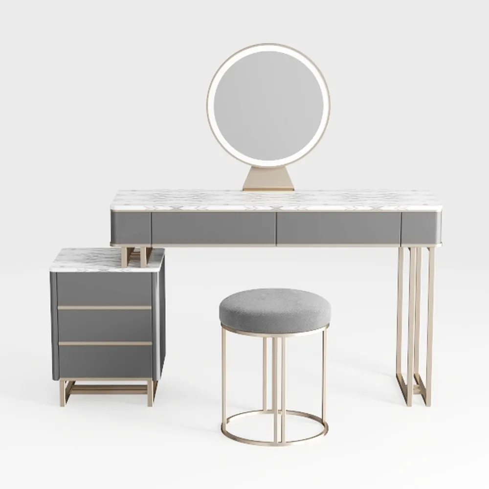 Vanity Table Stool Set Dimmer LED Mirror Large Sto